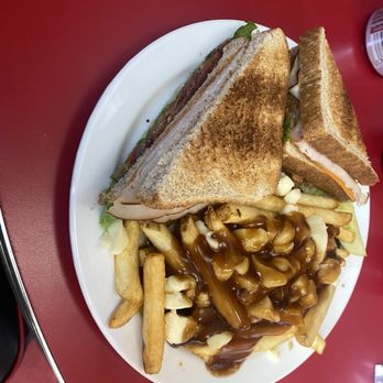 Ken's Diner - The tripe decker clubhouse with poutine - Diners Near Me - Edmonton, Alberta