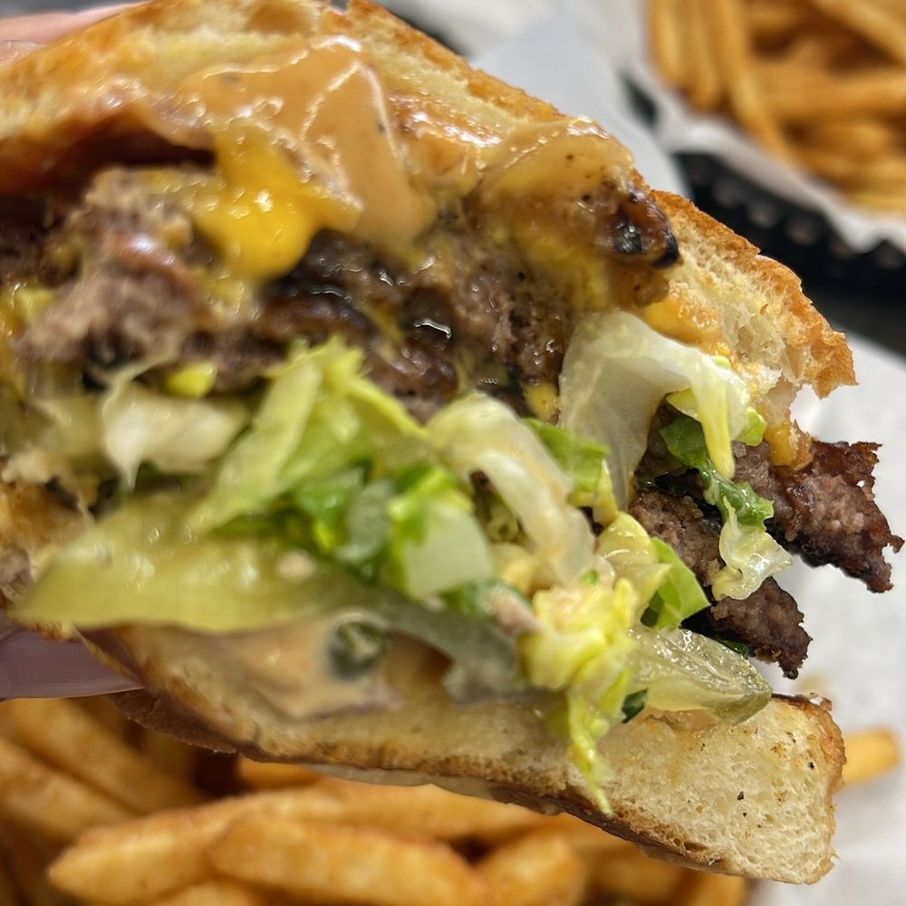 Double smash with everything and bacon added juicy juicy juicy Double smash with everything and bacon added juicy juicy juicy