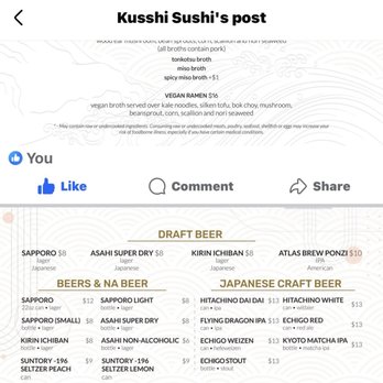 Kusshi - beer menu - Sushi Bars Near Me - Vienna, Virginia Kusshi - beer menu - Sushi Bars Near Me - Vienna, Virginia