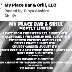 My Place Bar and Grill - August Line up