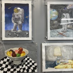 Ran's Art Studio - The top left astronaut was done by my daughter.