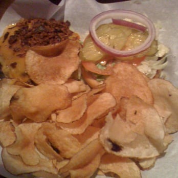 Flips Patio Grill - BBQ Bacon Burger w/ Chips - Sports Bars Near Me - Fort Worth, Texas Flips Patio Grill - BBQ Bacon Burger w/ Chips - Sports Bars Near Me - Fort Worth, Texas