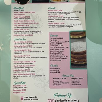 Olenka Peruvian Bistro - Menu - Bakeries Near Me - Weston, Florida