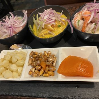 Picca Pollo A La Brasa - Tastings Trio -ceviche - Peruvian Near Me - Germantown, Maryland Picca Pollo A La Brasa - Tastings Trio -ceviche - Peruvian Near Me - Germantown, Maryland