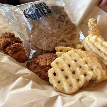 PDQ Chicken - Chicken tender with waffle fries and Chocolate Chunk Cookie!! - Sandwiches Near Me - Miami, Florida