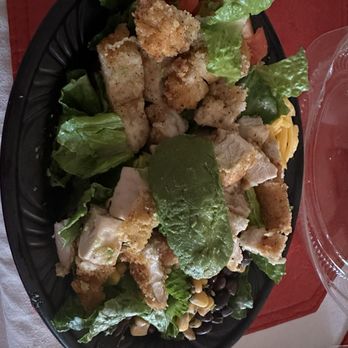 Pollo Tropical - How my Avocado Chicken Salad - Crispy looked once I found the piece of avocado under the lettuce - Latin American Near Me - Delray Beach, Florida Pollo Tropical - How my Avocado Chicken Salad - Crispy looked once I found the piece of avocado under the lettuce - Latin American Near Me - Delray Beach, Florida