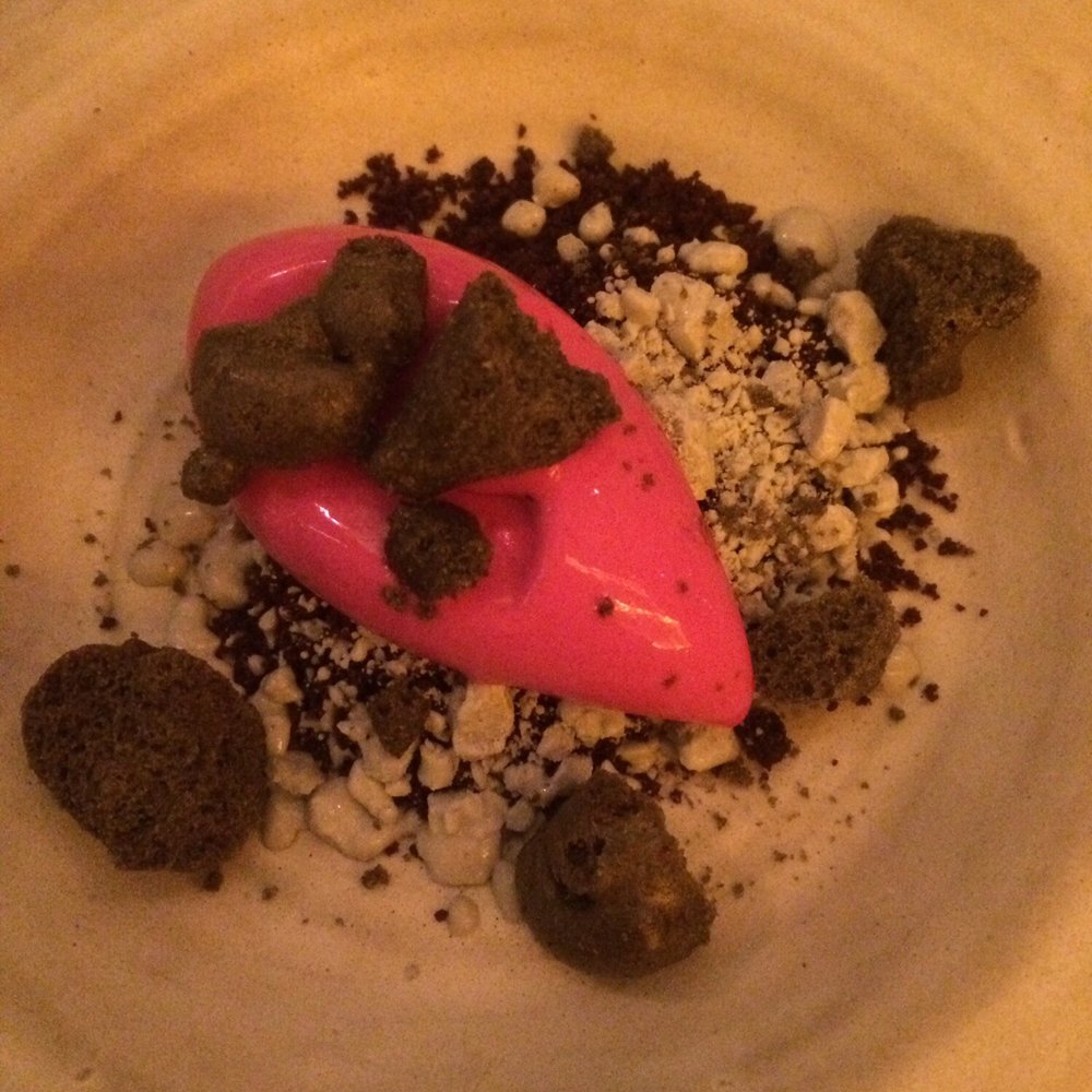Le Mousso - Dessert; beetroot mousse with goat cheese and chocolate ganache - Canadian (New) Near Me - Montreal, Quebec