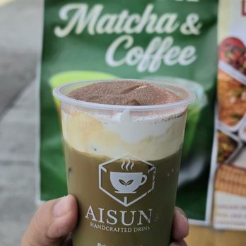 Aisuni - Dynamic Duo Einspänner: ceremonial matcha and Vietnamese coffee with Einspänner cream topping - Coffee & Tea Near Me - Alameda, California Aisuni - Dynamic Duo Einspänner: ceremonial matcha and Vietnamese coffee with Einspänner cream topping - Coffee & Tea Near Me - Alameda, California