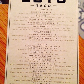 Coyo Taco - Full menu. - Mexican Near Me - Miami, Florida