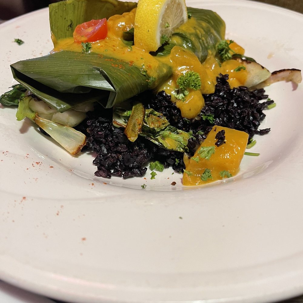 Jambo Cafe - Banana leaf wrapped fish - Caribbean Near Me - Santa Fe, New Mexico Jambo Cafe - Banana leaf wrapped fish - Caribbean Near Me - Santa Fe, New Mexico