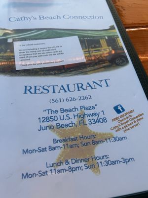 Menu photo 7 Cathy's Beach Connection Juno Beach, FL