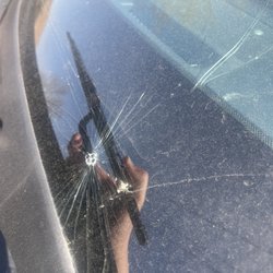 Wedgwood Country Club - Windshield cracked & you can literally see the four perfect circles from the design of the golf ball indentation
