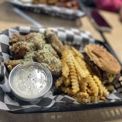 No Forks - The OG Burger, Garlic Parmesan Wings, French Fries