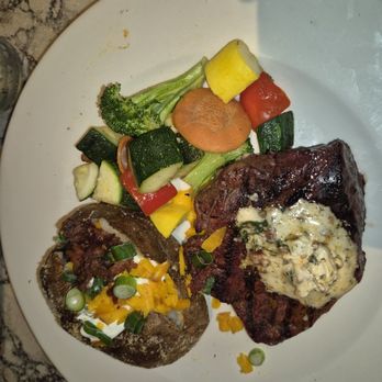 Firebirds Wood Fired Grill - Grilled sirloin with loaded baked potato, grilled vegetables - Steakhouses Near Me - Dania Beach, Florida Firebirds Wood Fired Grill - Grilled sirloin with loaded baked potato, grilled vegetables - Steakhouses Near Me - Dania Beach, Florida