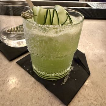 Graffiti Raw - El Pepino (cucumber juice margarita) - Seafood Near Me - Houston, Texas