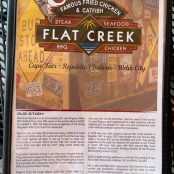 Flat Creek - Menu front - Steakhouses Near Me - Webb City, Missouri
