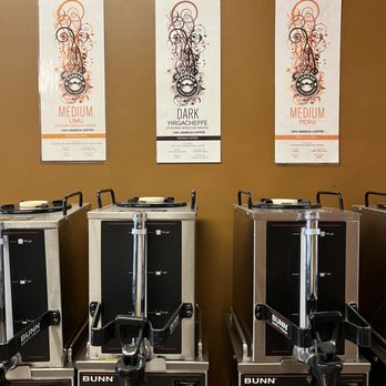 Harrar Coffee & Roastery - a row of coffee machines - Ethiopian Near Me - Washington, DC, District of Columbia Harrar Coffee & Roastery - a row of coffee machines - Ethiopian Near Me - Washington, DC, District of Columbia