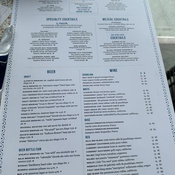 Coasterra - Drinks menu - Mexican Near Me - San Diego, California