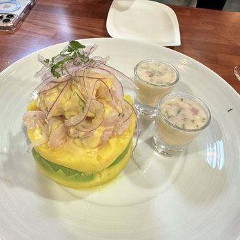 Sabor Mix Ceviche Grill - Starter ceviche. Potato with avocado topped with Ceviche. - Peruvian Near Me - Orange Park, Florida Sabor Mix Ceviche Grill - Starter ceviche. Potato with avocado topped with Ceviche. - Peruvian Near Me - Orange Park, Florida