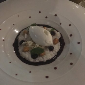 Copine - Coconut tapioca (sago), coconut sorbet over a heavenly huckleberry compote, candied hazelnuts.   Love love love. Thanks Shaun Mcrain. - French Near Me - Seattle, Washington