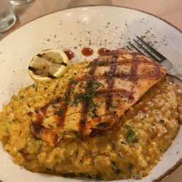 Grilled Salmon & Cajun Crab Risotto