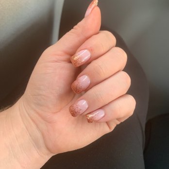 Phoenix Nails - Dip powder on my real nails, with rose gold glitter on top! - Nail Salons Near Me - Gaithersburg, Maryland