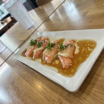 SushiStop Pasadena - (g052) Salmon Truffle Sauce Sashimi - Sushi Bars Near Me - Pasadena, California SushiStop Pasadena - (g052) Salmon Truffle Sauce Sashimi - Sushi Bars Near Me - Pasadena, California