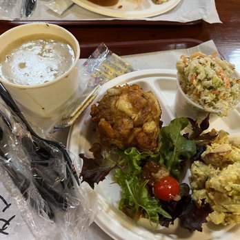 Faidley's Seafood - Award Winning Jumbo Lump Crab Cake with Potato Salad and Cole Slaw and Clam Chowder - Seafood Markets Near Me - Baltimore, Maryland Faidley's Seafood - Award Winning Jumbo Lump Crab Cake with Potato Salad and Cole Slaw and Clam Chowder - Seafood Markets Near Me - Baltimore, Maryland