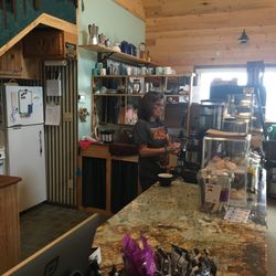 Pale Morning Coffee - Owner Catherine Douglass making one of her fabulous coffee drinks.