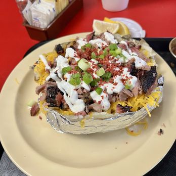 Brother-In-Law's Bar-B-Que - BBQ loaded potato - Barbeque Near Me - Houston, Texas Brother-In-Law's Bar-B-Que - BBQ loaded potato - Barbeque Near Me - Houston, Texas
