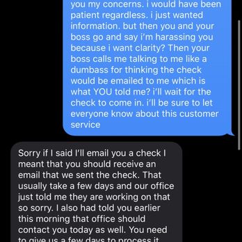 Weights and Bars - after the boss calls me with his horrible customer service, matt texts with his explanation - Fitness/Exercise Equipment Near Me - San Jose, California