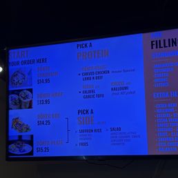 Digital Overhead Menu Display