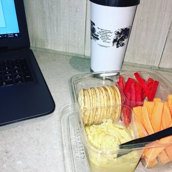Nerdvana - Hummus box... local-brewed coffee in my own cup - New American Near Me - Frisco, Texas