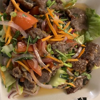 Surin Thai - Steak Salad "Yum Nua". So good - Thai Near Me - Banning, California Surin Thai - Steak Salad "Yum Nua". So good - Thai Near Me - Banning, California