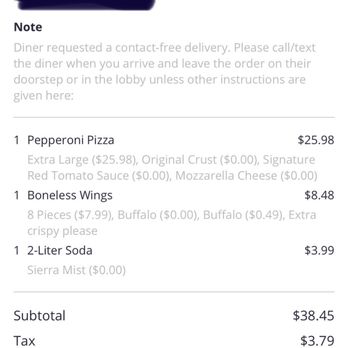 Pizza Guys - Receipt with order instructions. - Pizza Near Me - Sacramento, California