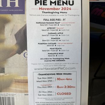Hawaiian Pie Company - Thanksgiving pie menu and hours - pre order only! - Bakeries Near Me - Honolulu, Hawaii Hawaiian Pie Company - Thanksgiving pie menu and hours - pre order only! - Bakeries Near Me - Honolulu, Hawaii