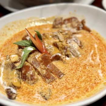 Thailan Be Happy - Red Curry+Pork Belly entree. 2 separate entrees btw. $12.99 each, so for this combination is definitely worth $25, trust. - Thai Near Me - Westminster, California