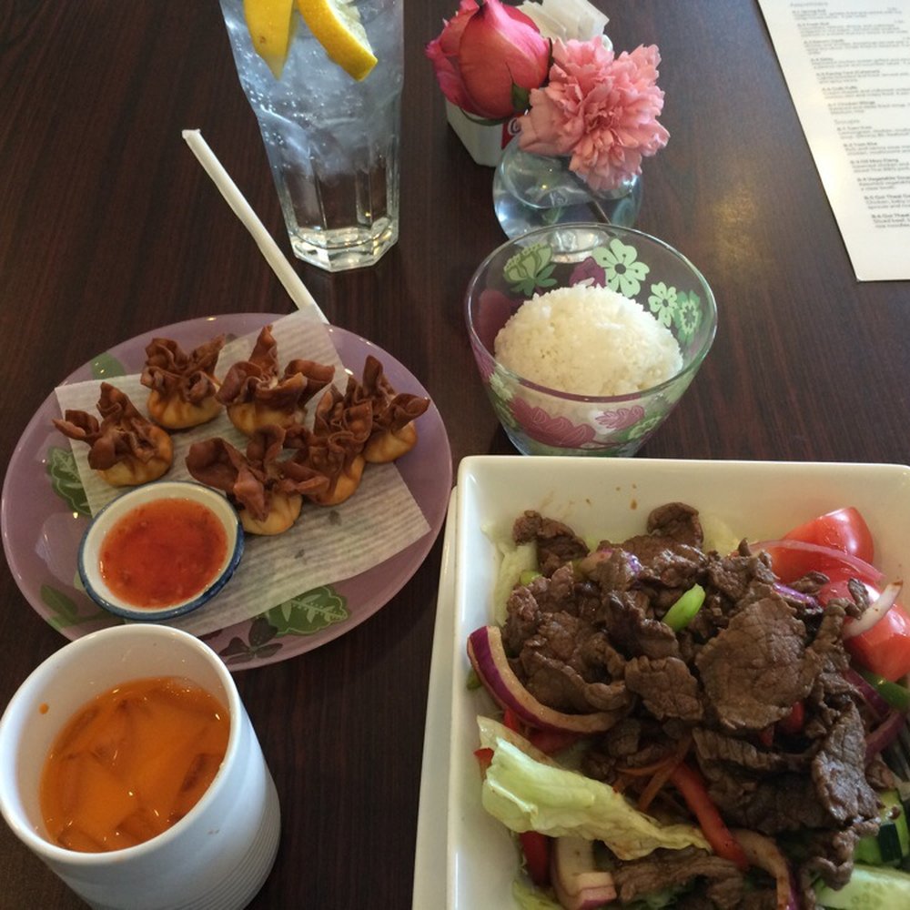 Song Phi Nong - Crab ragoon, Thai tea, white rice, Thai beef salad ~ all excellent! - Thai Near Me - Houma, Louisiana Song Phi Nong - Crab ragoon, Thai tea, white rice, Thai beef salad ~ all excellent! - Thai Near Me - Houma, Louisiana