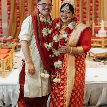 Cultural Event Rentals - Stage mandap set up with seven seats on the stage in beautiful ornate gold and red design. - Party Equipment Rentals Near Me Cultural Event Rentals - Stage mandap set up with seven seats on the stage in beautiful ornate gold and red design. - Party Equipment Rentals Near Me