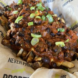 Vegan chili cheese fries