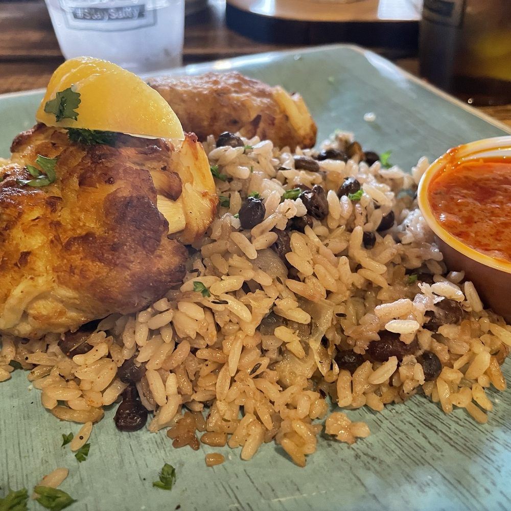 Salt Shack - Crab Cakes w/ rice & black beans - Seafood Near Me - Clermont, Florida Salt Shack - Crab Cakes w/ rice & black beans - Seafood Near Me - Clermont, Florida