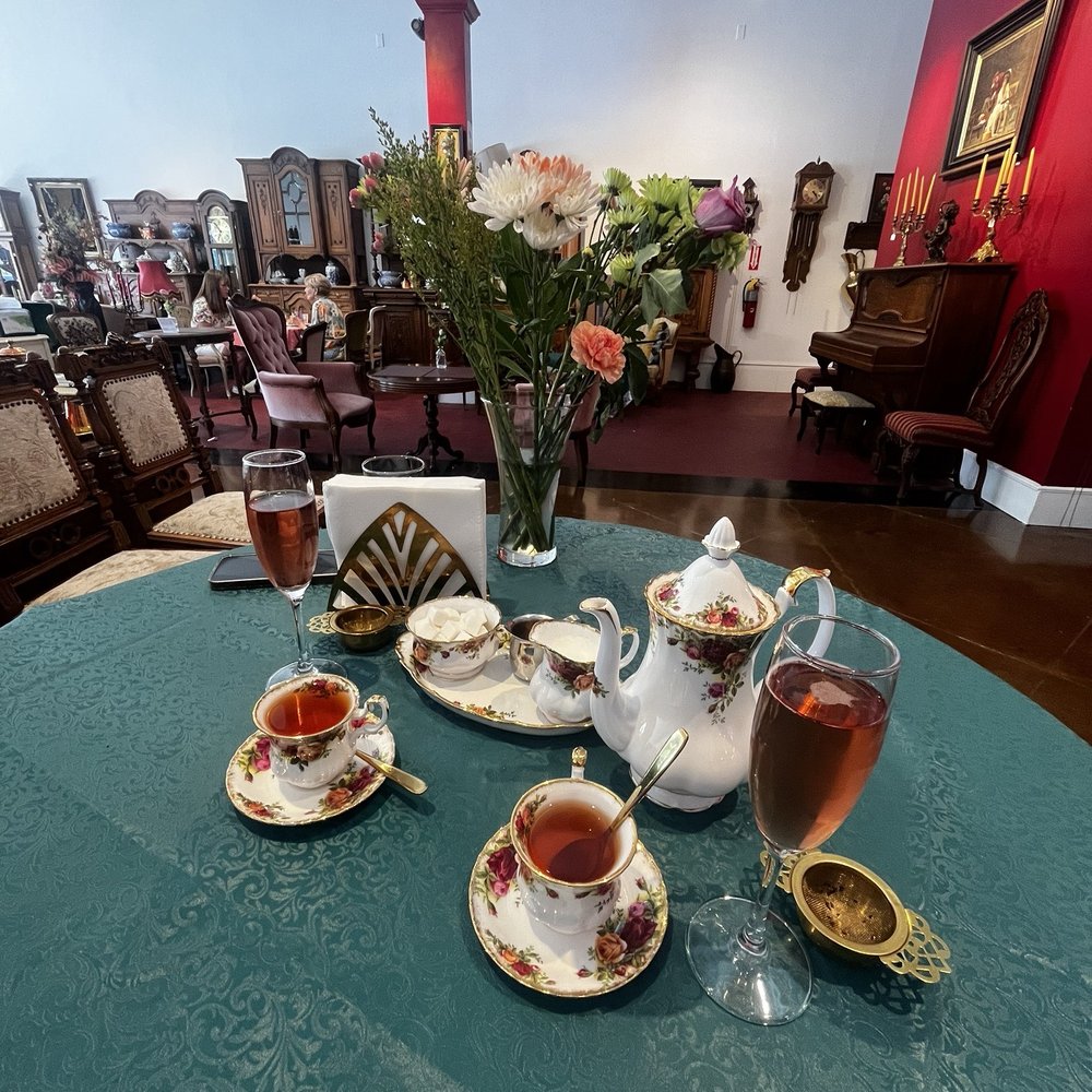 Antique Caffe - This is tea with non-alcohol rosé they brought us to celebrate my daughter's birthday, "on the house". - Cafes Near Me - Johns Creek, Georgia