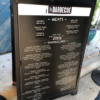 la Barbecue - No beef ribs!!!! Menu - Barbeque Near Me - Austin, Texas