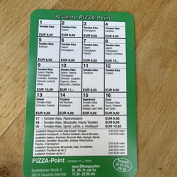 Pizza Point - Die Karte
