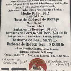Las Moeientas - Menu