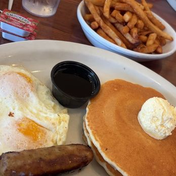 Farmers Skillet - Pancake Combo with Sausage Links and a Side of French Fries - Breakfast & Brunch Near Me - Chico, California