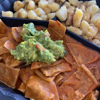 Sabor de Mexico - Plain chilaquiles with double country potatoes and guacamole - Mexican Near Me - La Puente, California