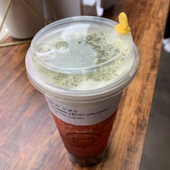 Happy Lemon - Strawberry jasmine green tea with rock salt crema - Bubble Tea Near Me - Tukwila, Washington