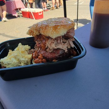 Big Brotha BBQ - a sandwich and side of beans - Food Trucks Near Me
