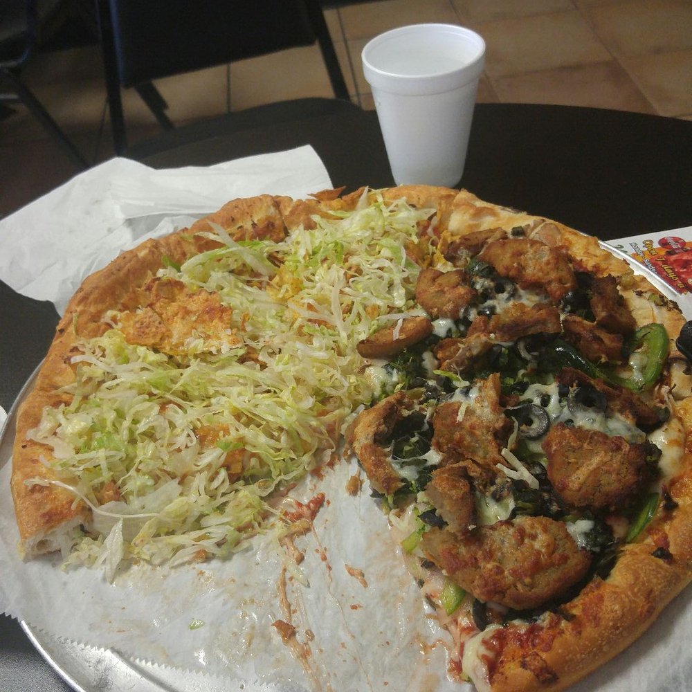 Northeast Pizza - Half TACO PIZZA (L) & half VEGGIE PIZZA (R) We both thought our meal was delicious! - Pizza Near Me - Barre, Massachusetts Northeast Pizza - Half TACO PIZZA (L) & half VEGGIE PIZZA (R) We both thought our meal was delicious! - Pizza Near Me - Barre, Massachusetts